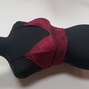 Sexy Maroon Lace Bralette Crop Top